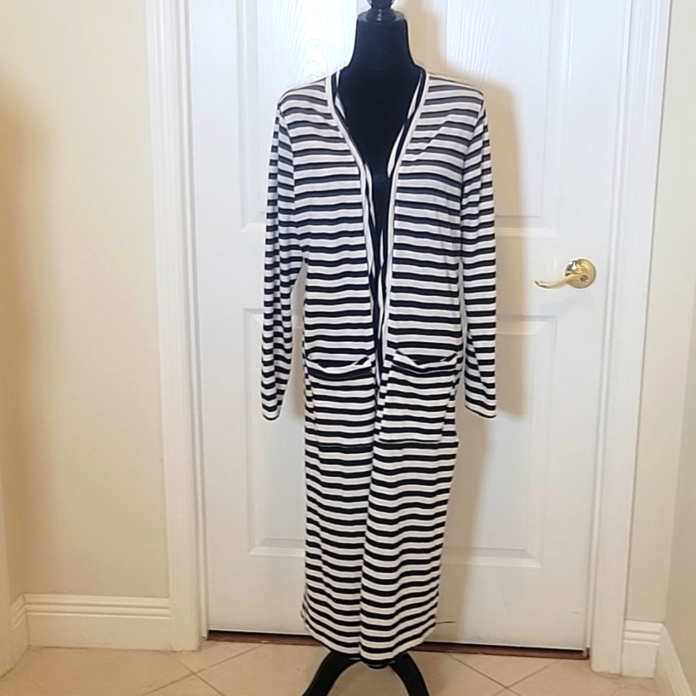 Jason Wu black and white striped long sweater size Small